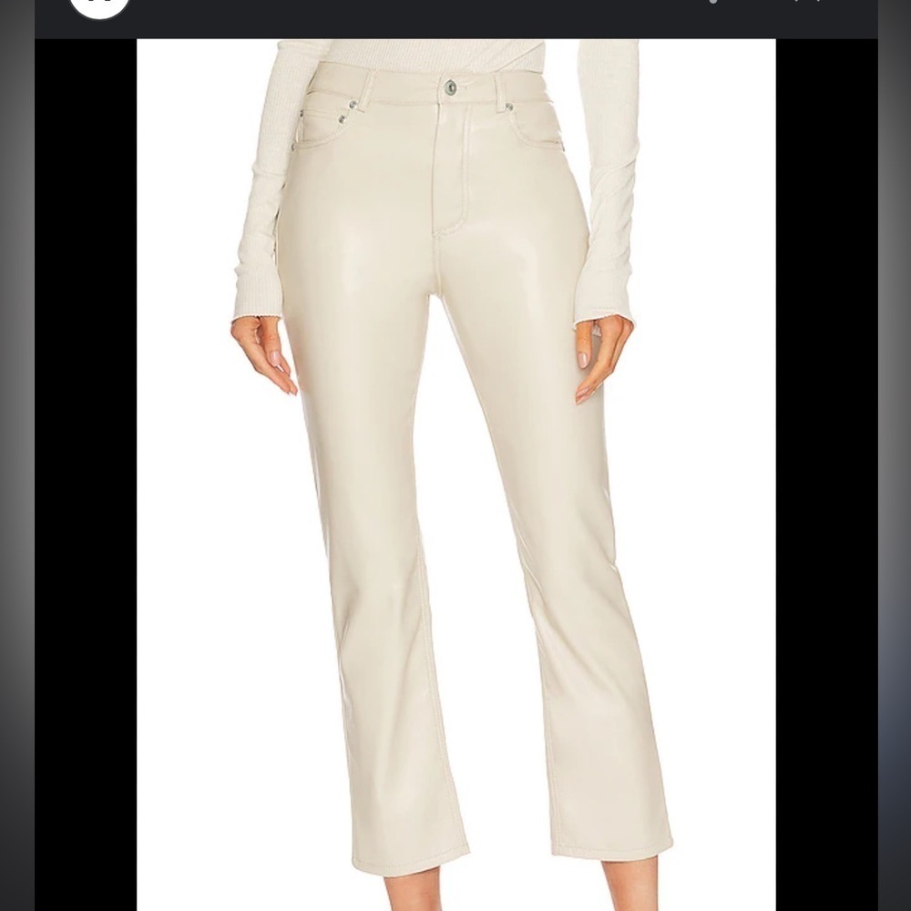 Jonathan Simkhai Cream Faux Leather Pants Size 2